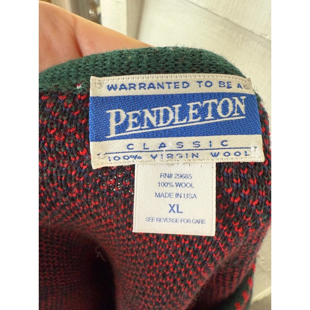 Vintage 80's Pendleton Womens Wool Plaid Cardigan Sweater Red Blue Green XL - Picture 5 of 13